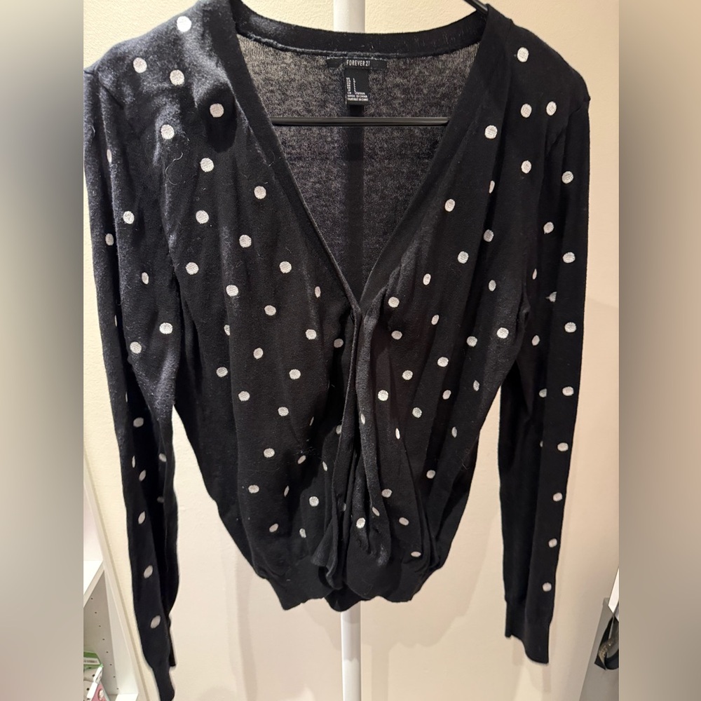 Forever 21 Black Polka Dot cardigan large